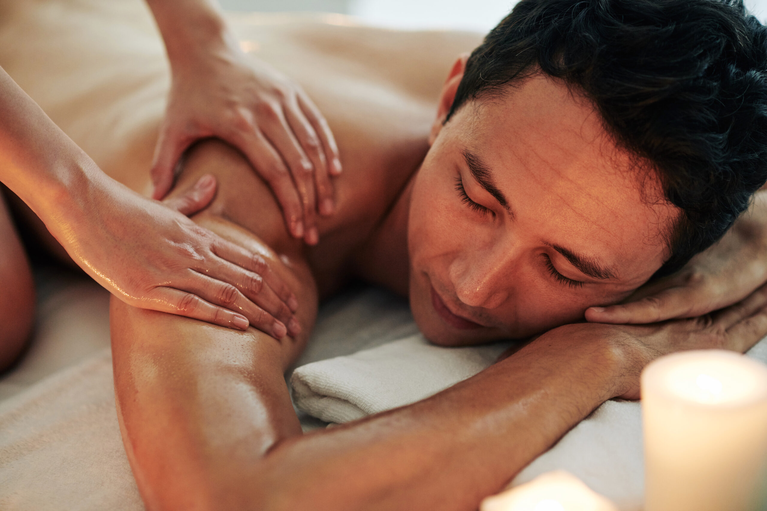 Man receiving a massage.